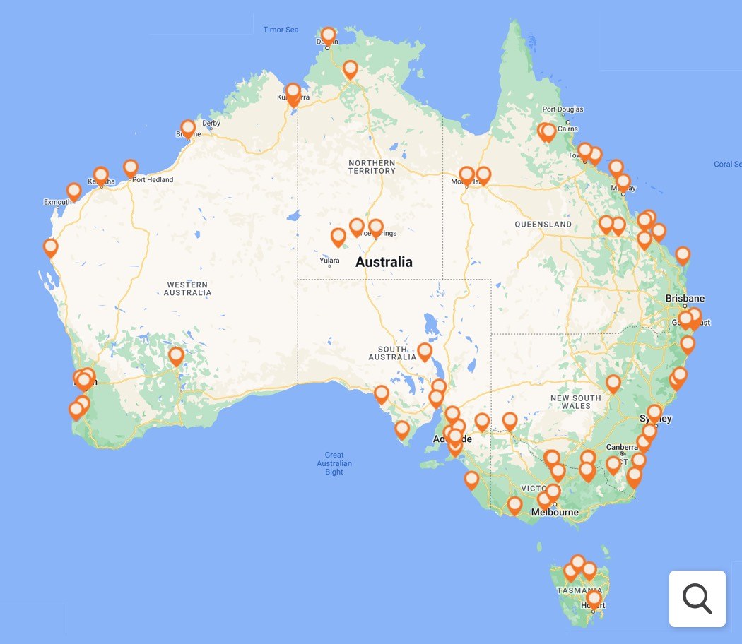 Map of Discovery Holiday Park locations